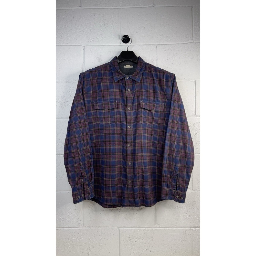 Carbon 2 Cobalt Men Flannel Shirt XL Blue Pink Plaid Relaxed Casual Weekend Wear